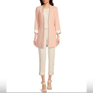 Calvin Klein Collarless Long Blazer with Long roll-tab sleeves. 32" length Size2